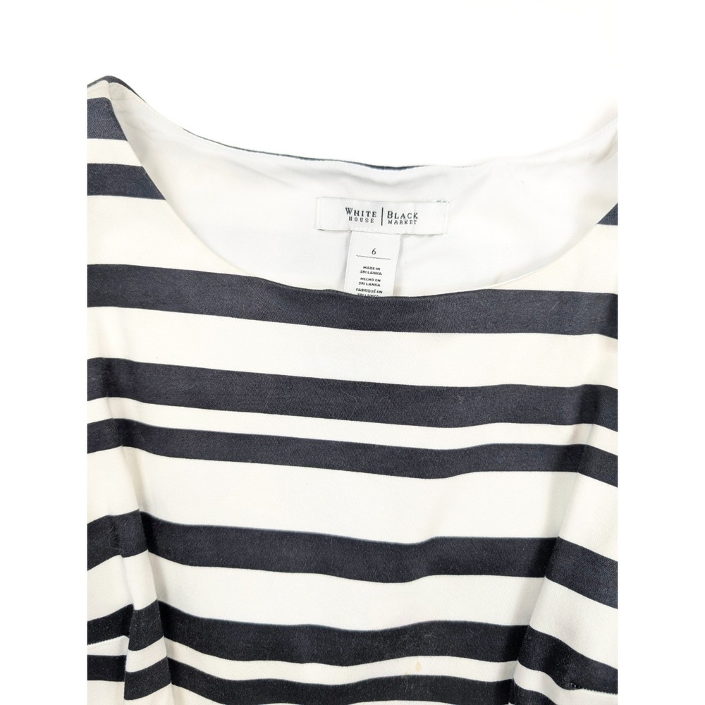 White House Black Market Sleveless Black White Striped Midi Dress Women's Size 6 - Picture 4 of 6